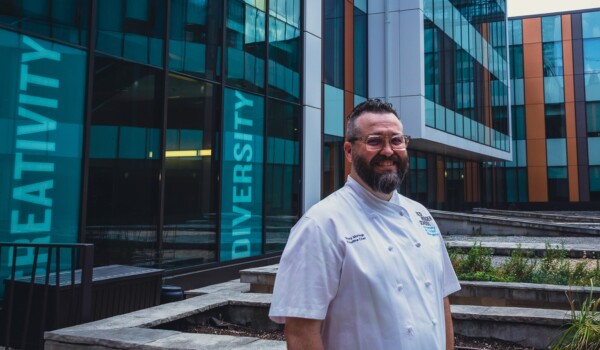 Tommy McHugh outside of TMU